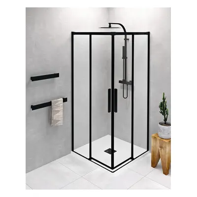 Polysan ALTIS BLACK čtvercový sprchový kout 900x900 mm, rohový vstup, čiré sklo