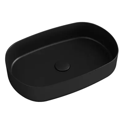 Isvea INFINITY OVAL keramické umyvadlo na desku, 55x36cm, černá mat