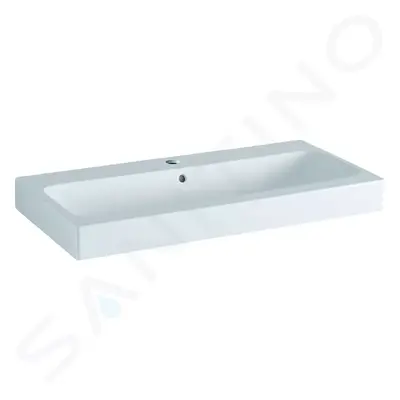 Geberit 124090600 - Umyvadlo 90x49 cm, s přepadem, otvor pro baterii, KeraTect, bílá