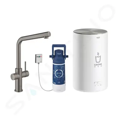 Grohe 30327AL1 - Dřezová baterie Duo s ohřevem vody a filtrací, zásobník M, kartáčovaný Hard Gra