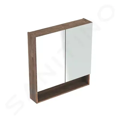 Geberit 501.270.00.1 - Zrcadlová skříňka 85x79x18 cm, 2 dvířka, ořech hickory