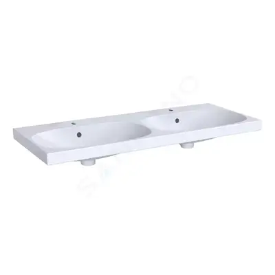 Geberit 500.627.01.8 - Dvojumyvadlo 120x48 cm, 2 otvory pro baterie, s přepadem, s KeraTect, bíl