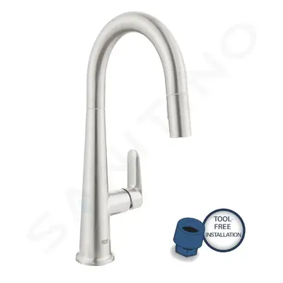 Grohe 30419DC0 - Dřezová baterie s výsuvnou sprškou, supersteel