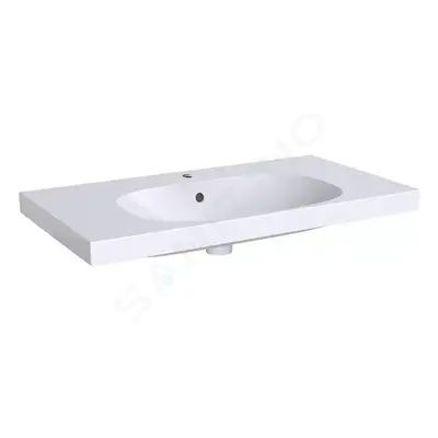 Geberit 500.623.01.8 - Umyvadlo 90x48 cm, otvor pro baterii, s přepadem, s KeraTect, bílá