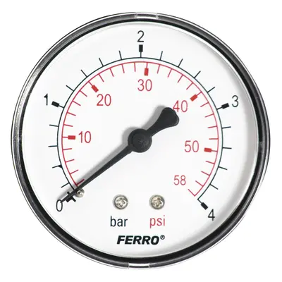 Ferro Manometr 63mm 1/4" Axiál 0-4 bar (zadní závit)