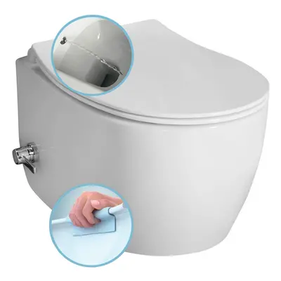 Isvea SENTIMENTI CLEANWASH závěsná WC mísa, Rimless, integrovaný ventil a bidet. sprška, 36x51cm