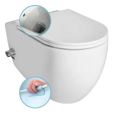 Isvea INFINITY CLEANWASH závěsná WC mísa Rimless, integrovaná baterie a bidet. sprška, 36,5x53cm