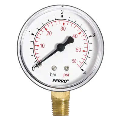 Ferro Manometr 63mm 1/4" Radiál 0-4 bar (spodní závit)