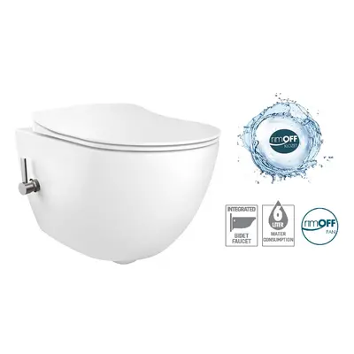 Creavit FREE FE322-34CB00E - závěsné WC s integrovaným bidetem a integrovanou baterií - Rimfree