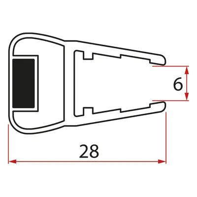 Gelco Magnetické těsnění ploché, sklo 6mm, 2000mm