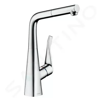 Hansgrohe 73828000 - Dřezová baterie Metris s výsuvnou koncovkou, sBox, EcoSmart, chrom