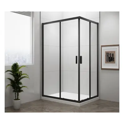 Polysan EASY BLACK obdélníková sprchová zástěna 900x800mm, čiré sklo