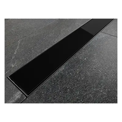 BESCO Olsen Spa VIRGO ZLOL90VBL - Odtokový žlab 90 cm skleněný černý rošt VIRGO BLACK