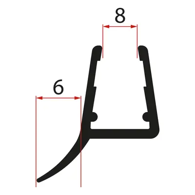 Polysan Spodní těsnění na dveře, sklo 8mm, 1000mm, černá