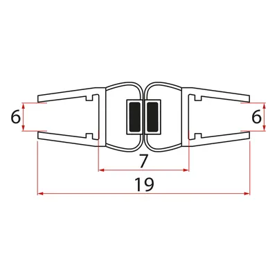 Aqualine EXTRA SLIM set plochých magnetických těsnění pro sklo 6/6mm, 1900mm