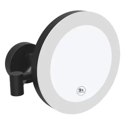 Sapho X-ROUND BLACK kosmetické zrcátko závěsné LED, Ø 200mm, černá