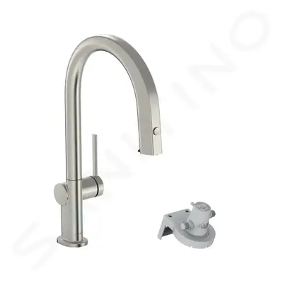 Hansgrohe 76803800 - Dřezová baterie s výsuvnou koncovkou a filtrační hlavicí, vzhled nerezu