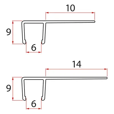 Set svislých těsnění pro sklo 6/6mm, 1900mm