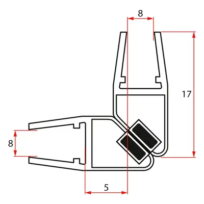 Polysan Magnetické těsnění 45°pro sklo 8mm, 2000mm