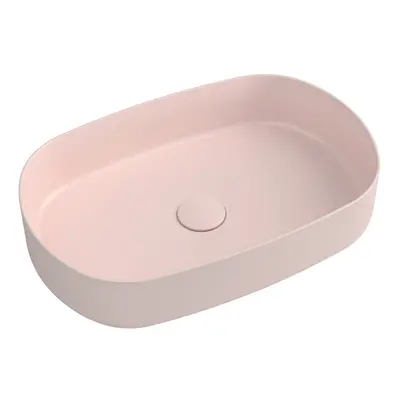 Isvea INFINITY OVAL keramické umyvadlo na desku, 55x36cm, růžová Salmon