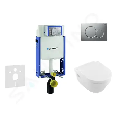 Geberit 110.302.00.5 NB3 - Modul pro závěsné WC s tlačítkem Sigma01, matný chrom + Villeroy Boch