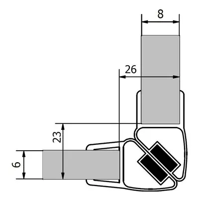 Polysan Sada dvou těsnění (magnet) na 6 a 8mm sklo, 2000mm , varianta roh (Vitra Line)