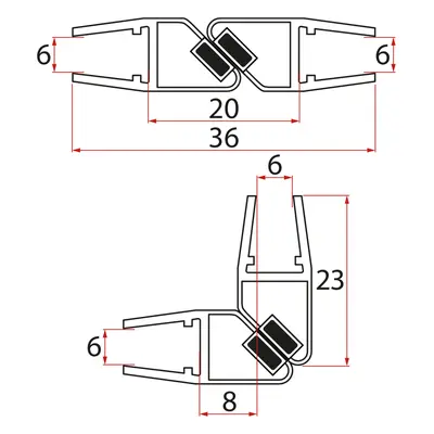 Polysan Set magnetických těsnění 45°pro sklo 6/6mm, 1900mm