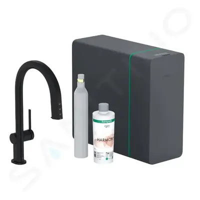 Hansgrohe 76806670 - Dřezová baterie s výsuvnou koncovkou, SodaSystem, sBox, matná černá