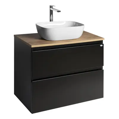 Aqualine ALTAIR skříňka s deskou 78,5 cm, černá mat/dub emporio