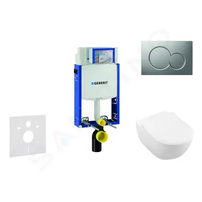 Geberit 110.302.00.5 NI3 - Modul pro závěsné WC s tlačítkem Sigma01, matný chrom + Villeroy Boch