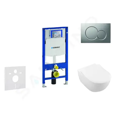 Geberit 111.300.00.5 NI3 - Modul pro závěsné WC s tlačítkem Sigma01, matný chrom + Villeroy Boch