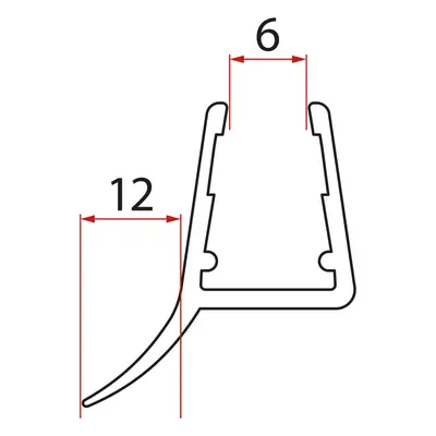 Aqualine Spodní těsnění na dveře, sklo 6mm, 1000mm