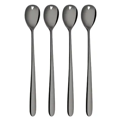 Latté lžičky se srdíčkem šedé 4 ks set – Love Cutlery - 116627