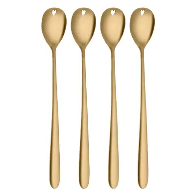 Latté lžičky se srdíčkem zlaté 4 ks set – Love Cutlery - 116626