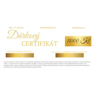 Dárkový Certifikát Barva: Zlatá - Světlá, Hodnota: 1000