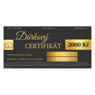 Dárkový Certifikát Barva: Zlatá - Tmavá, Hodnota: 2000