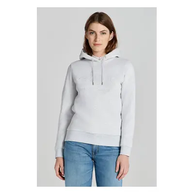 MIKINA GANT REG TONAL SHIELD HOODIE PALE GREY MELANGE