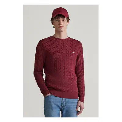 SVETR GANT COTTON CABLE C-NECK WINE RED