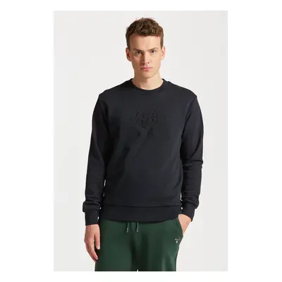 MIKINA GANT REG TONAL SHIELD C-NECK SWEAT BLACK