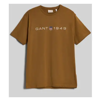 TRIČKO GANT PRINTED GRAPHIC SS T-SHIRT MUSTARD BEIGE