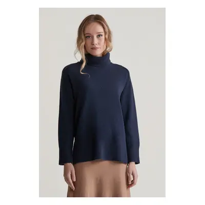 SVETR GANT HERRINGBONE DETAIL ROLLNECK EVENING BLUE