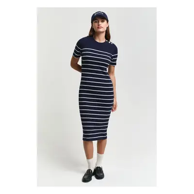 ŠATY GANT RIBBED BRETON DRESS EVENING BLUE