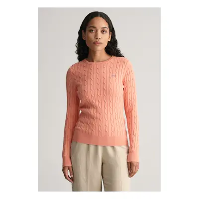 SVETR GANT STRETCH COTTON CABLE C-NECK PEACHY PINK