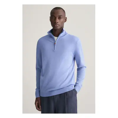 SVETR GANT EXTRAFINE MERINO WOOL HALF ZIP GENTLE BLUE