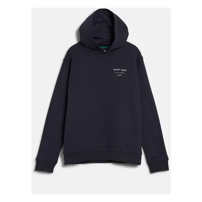 MIKINA GANT GRAPHIC SCRIPT RELAXED HOODIE EVENING BLUE