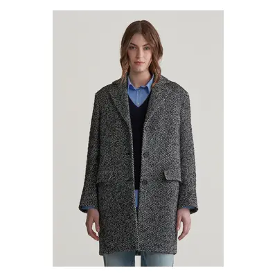 KABÁT GANT HERITAGE HERRINGBONE COAT BLACK