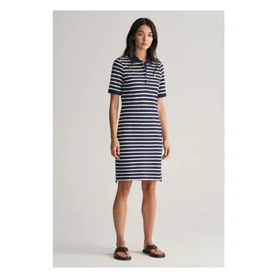 ŠATY GANT STRIPED SHIELD SS PIQUE POLO DRESS EVENING BLUE