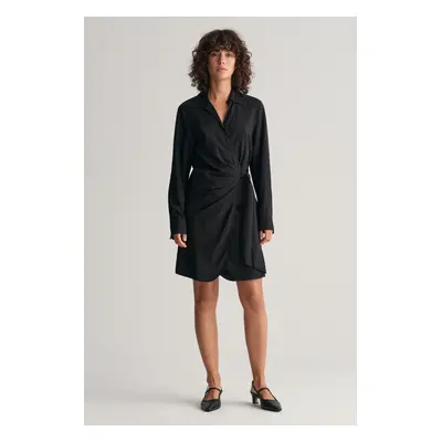 ŠATY GANT SLIM WRAP SHIRT DRESS BLACK