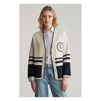 SVETR GANT GANT VARSITY V-NECK CARDIGAN CREAM