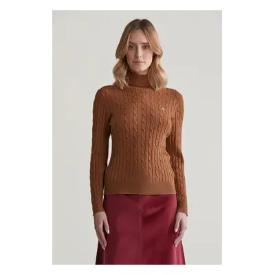 ROLÁK GANT STRETCH COTTON CABLE TURTLENECK CACAO